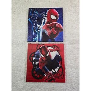 Marvel Spider-Man Canvas Wall Art Set of 2 Red Blue Superhero Kids Room Decor